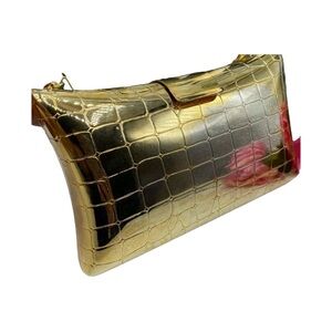 Fashion Imports Gold Snakeskin Embossed Metal Evening Bag ITALY